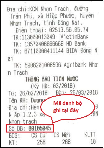 Tra cứu, thanh toán hóa đơn, trả/đóng tiền nước Cấp nước  Nhơn Trạch (Huyện Nhơn Trạch - Tỉnh Đồng Nai). Hỗ trợ thẻ ngân hàng (ATM), Visa, Master…